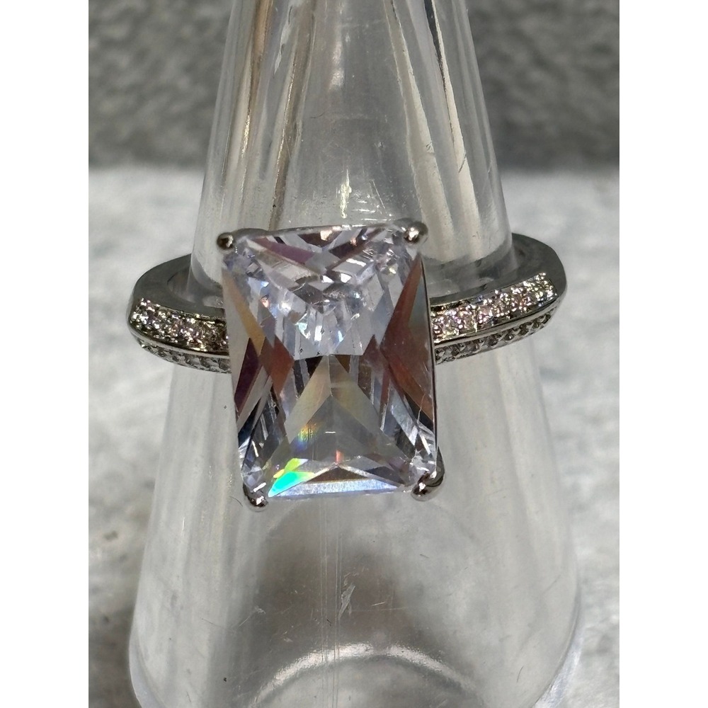 #36. Silver-tone Lg Rectangular Emerald-cut